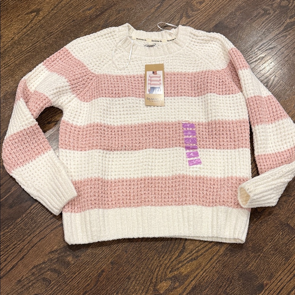 Bearpaw small Blush and Cream Striped Sweater
